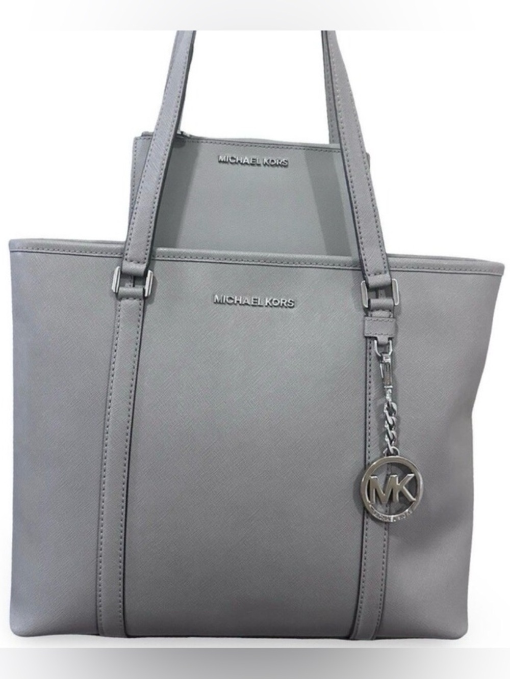 Michael Kors EUC-COA Large Sady Carryall Tote Bag & Clutch wallet pearl grey
